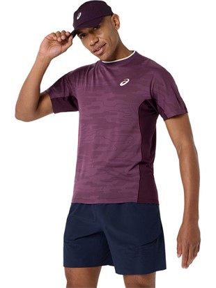 Asics moška majica Match Jacquard SS Dark Aubergine